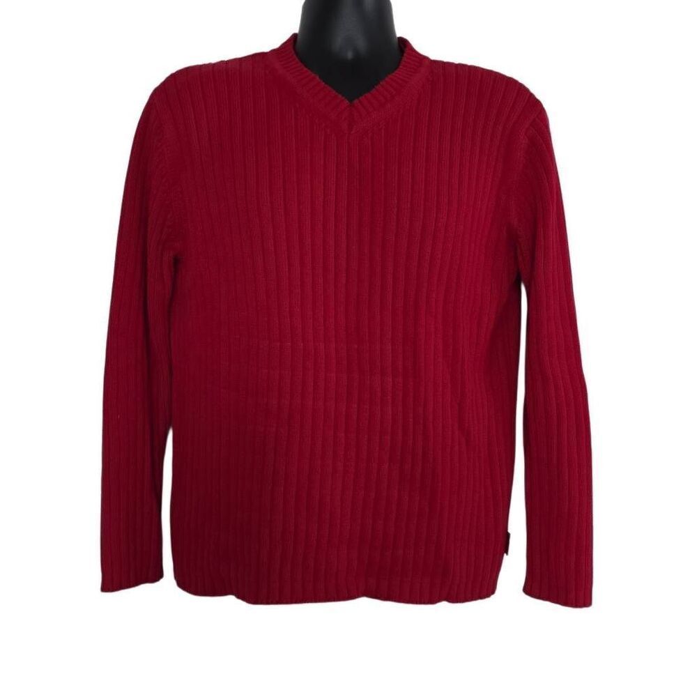 Structure Men's Size Large Ribbed 100% Cotton V-neck Sweater